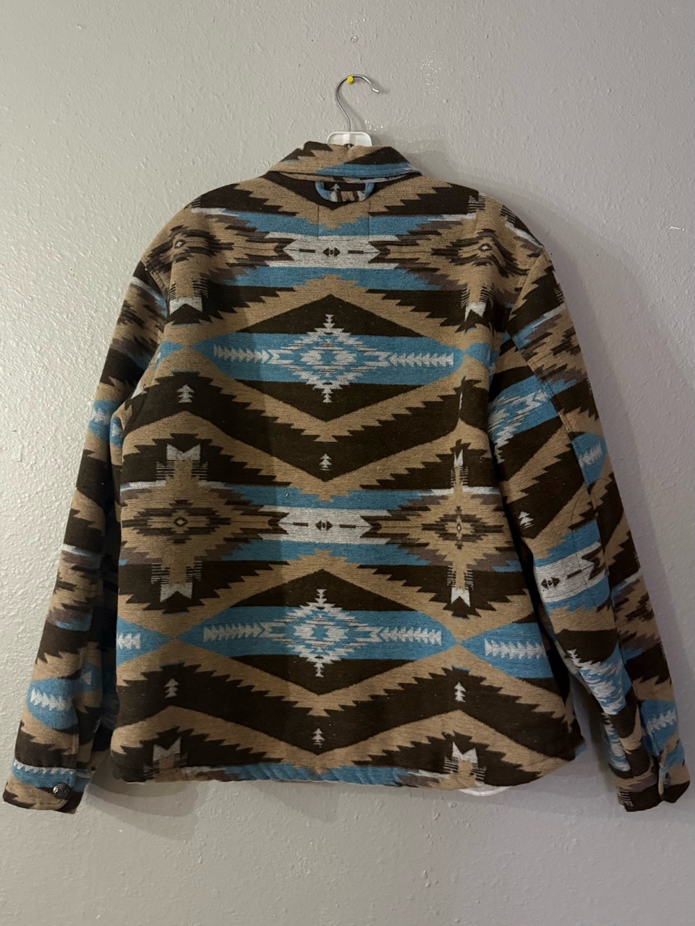 Patrol Aztec Print Sherpa-Lined Jacket in Tan & Blue - Picture 4 of 4